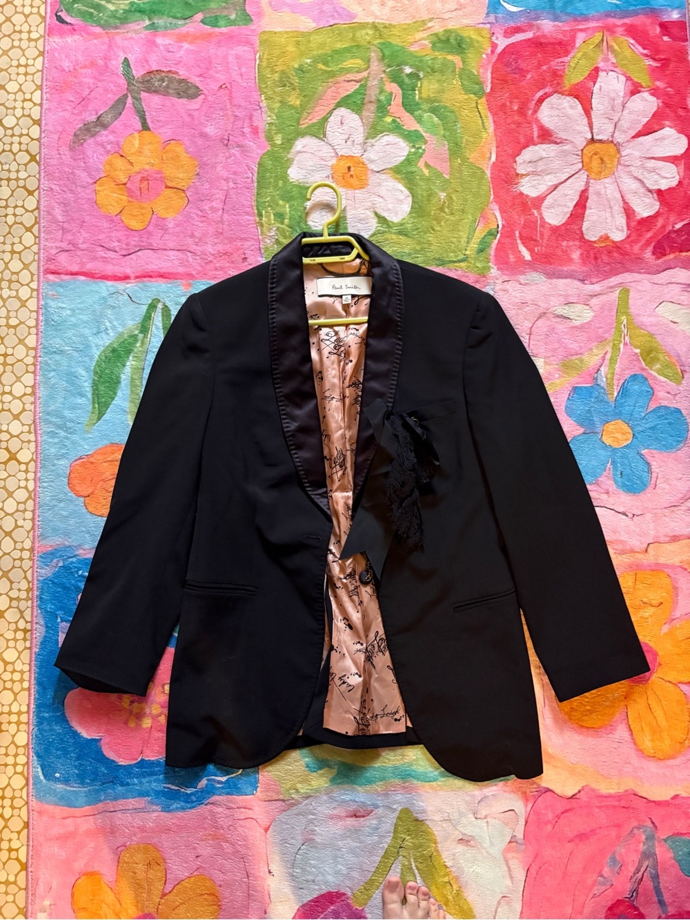 Paul Smith Italian Black Satin Lapel Tuxedo Blazer Size IT 48 / US 12 Large